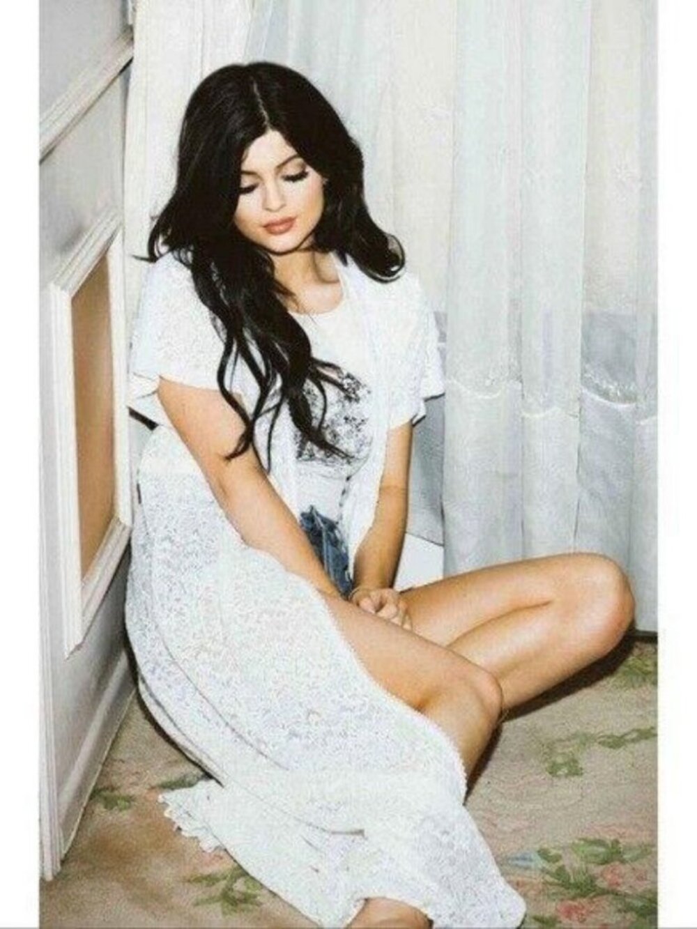 Kendall & Kylie White Floral Lace Maxi Duster Dress Top Cardi Cardigan